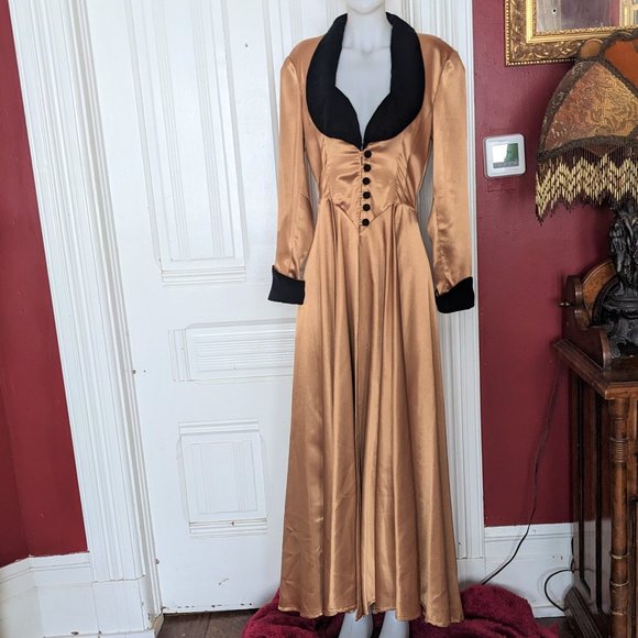 Trashy Jackets & Blazers - Glenda Gold Satin Robe by Trashy Hollywood  Vintage 90s